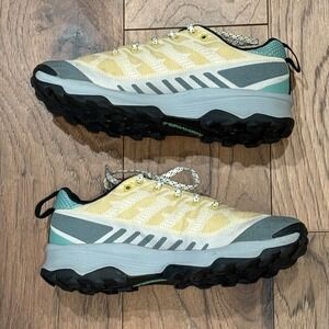 Merrell Speed Eco Womens 9.5 Trail Running Shoes Yellow Grey Teal
